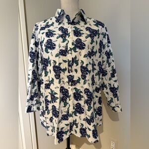 NWOT Lands’ End Women’s Button-Up Shirt – Size 16 Floral Print